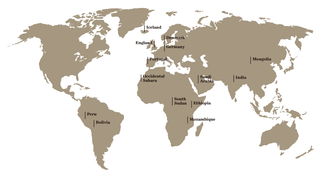 Mapa de localizaciones de proyectos realizados por la productora audiovisual Old Port Films